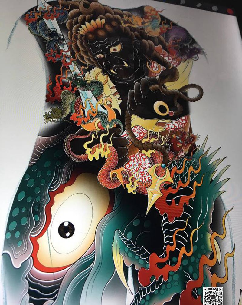 不动明王纹身图片_背部新传统纹身图案