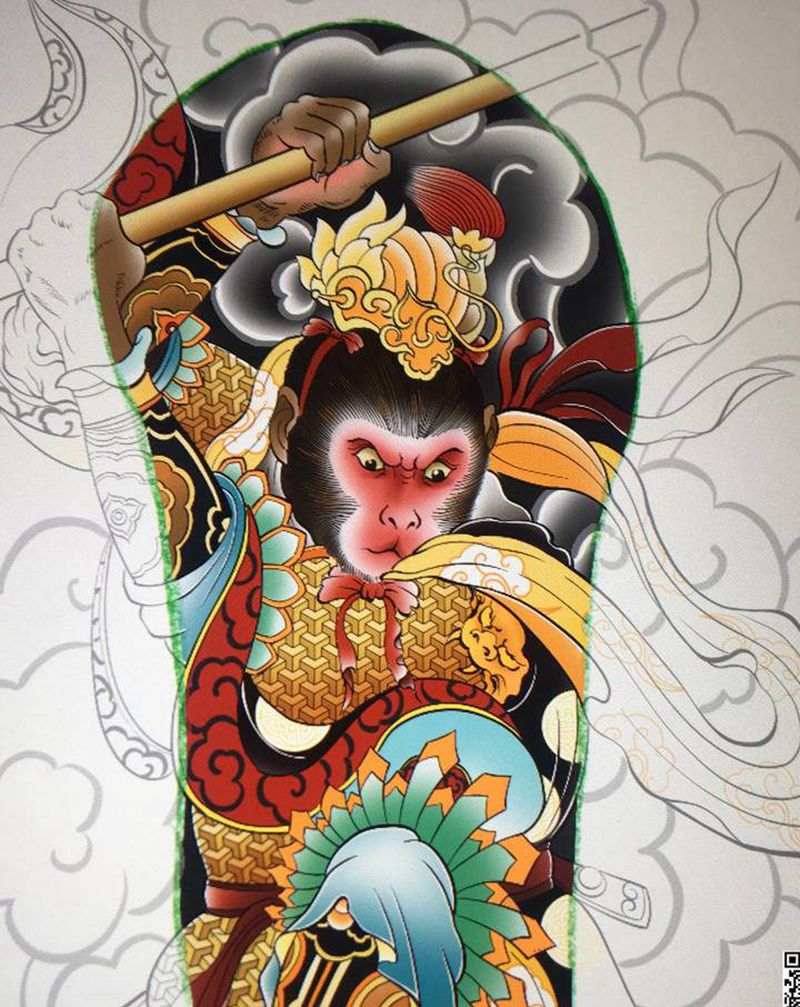 孙悟空纹身图片_手臂新传统纹身图案