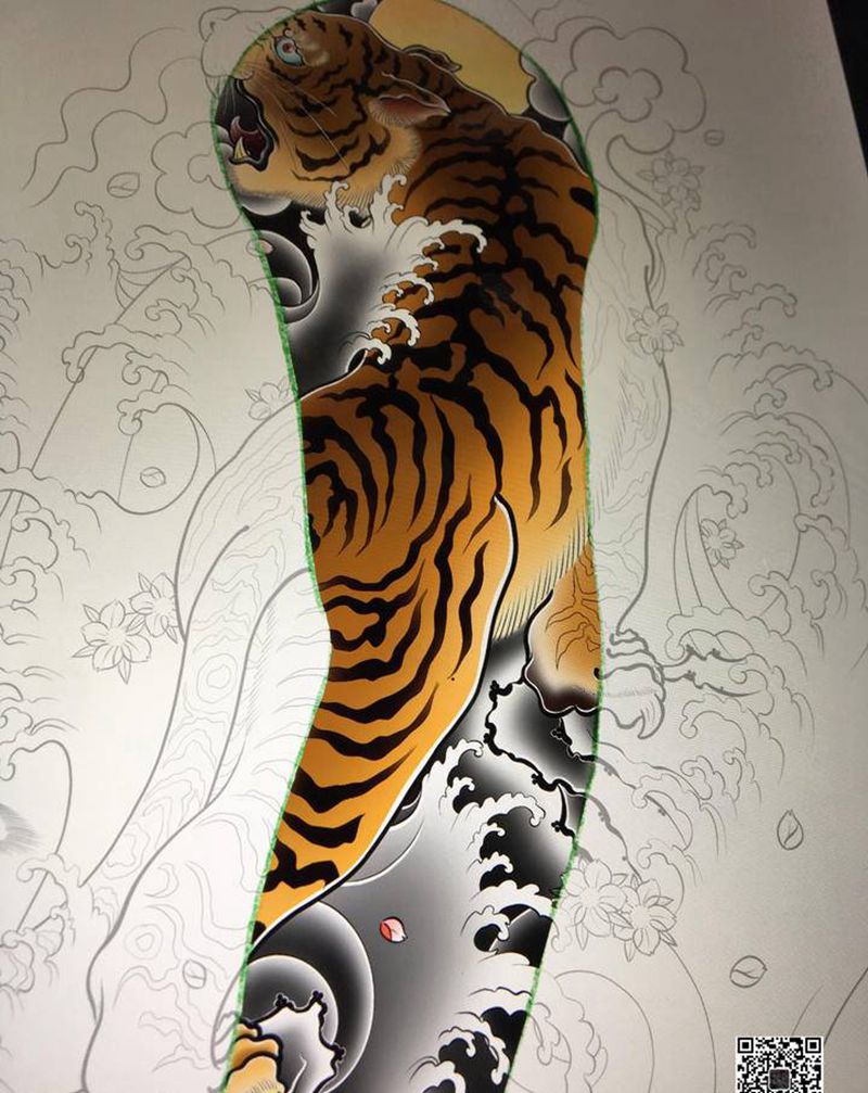 老虎纹身图片_手臂新传统纹身图案