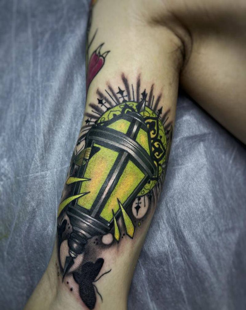 欧美壁灯纹身图片_手臂New SchoolOld School灯纹身图案