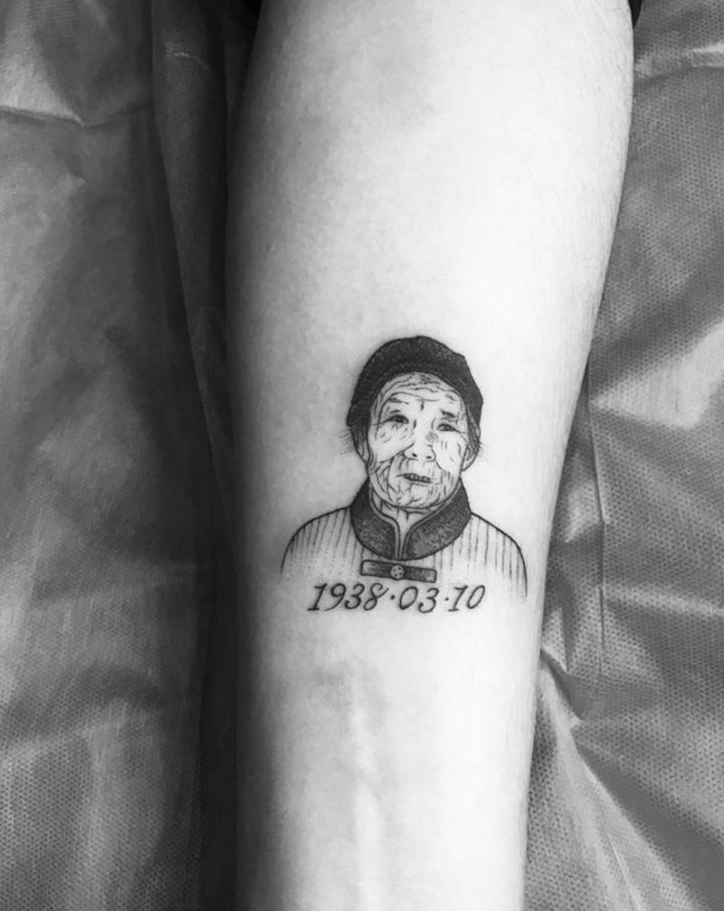 人物简笔纹身图片_手臂手部几何新传统纹身图案