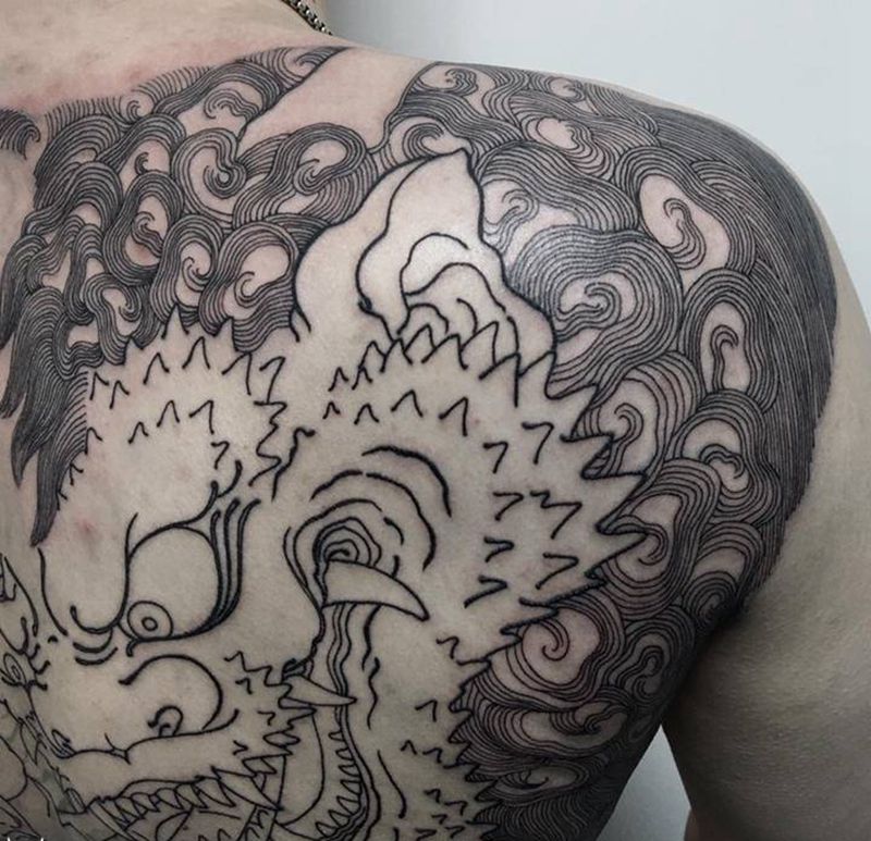 酒吞童子纹身图片_背部老传统纹身图案