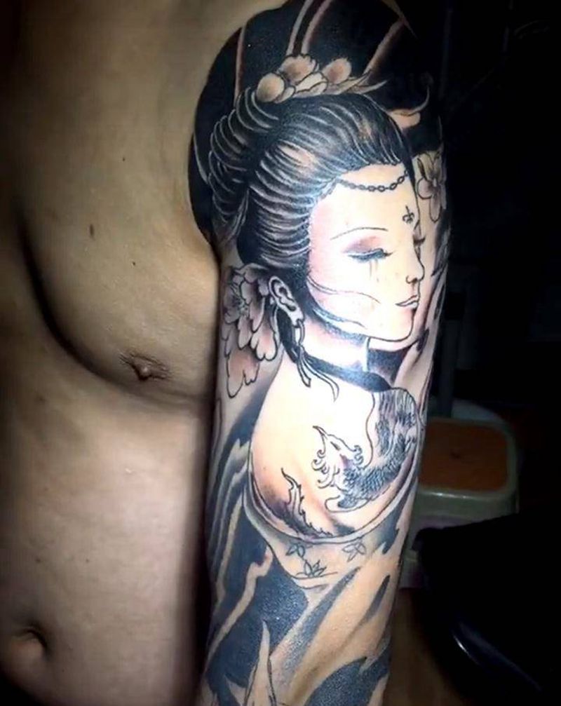 艺妓 般若纹身图片_手臂新传统纹身图案
