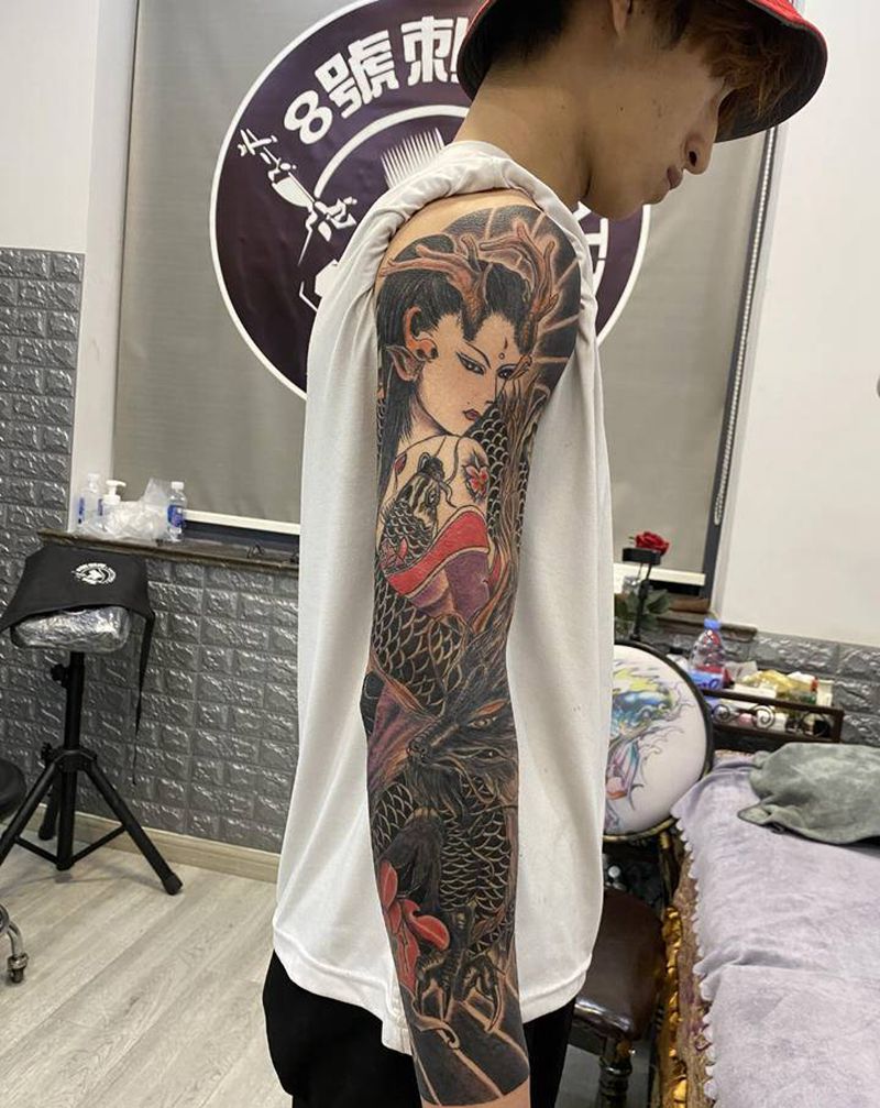 龙姬纹身图片_手臂纹身图案