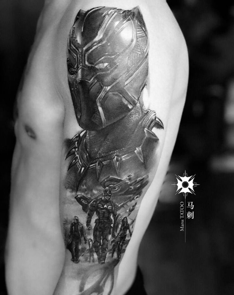 复联花臂纹身图片_手臂纹身图案