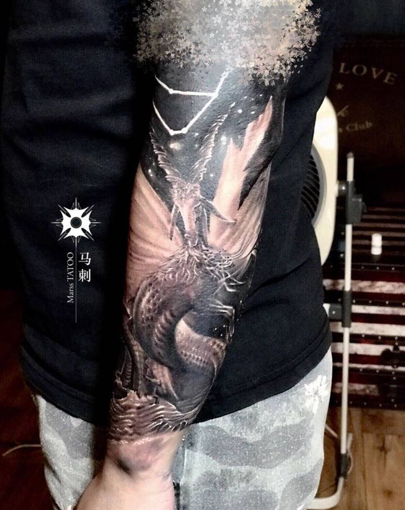 摩羯座纹身图片_手臂纹身图案