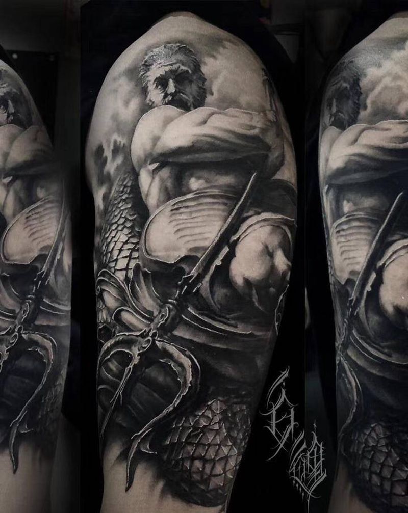 海神纹身图片_手臂欧美写实纹身图案
