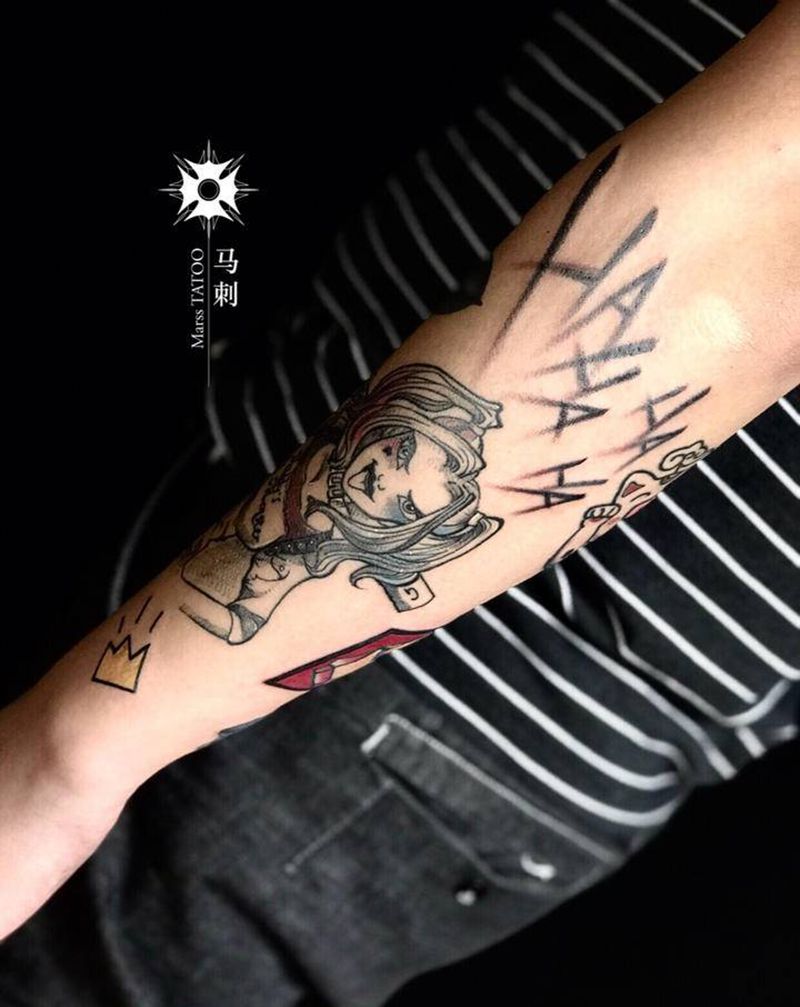 小臂拼接纹身图片_手臂纹身图案