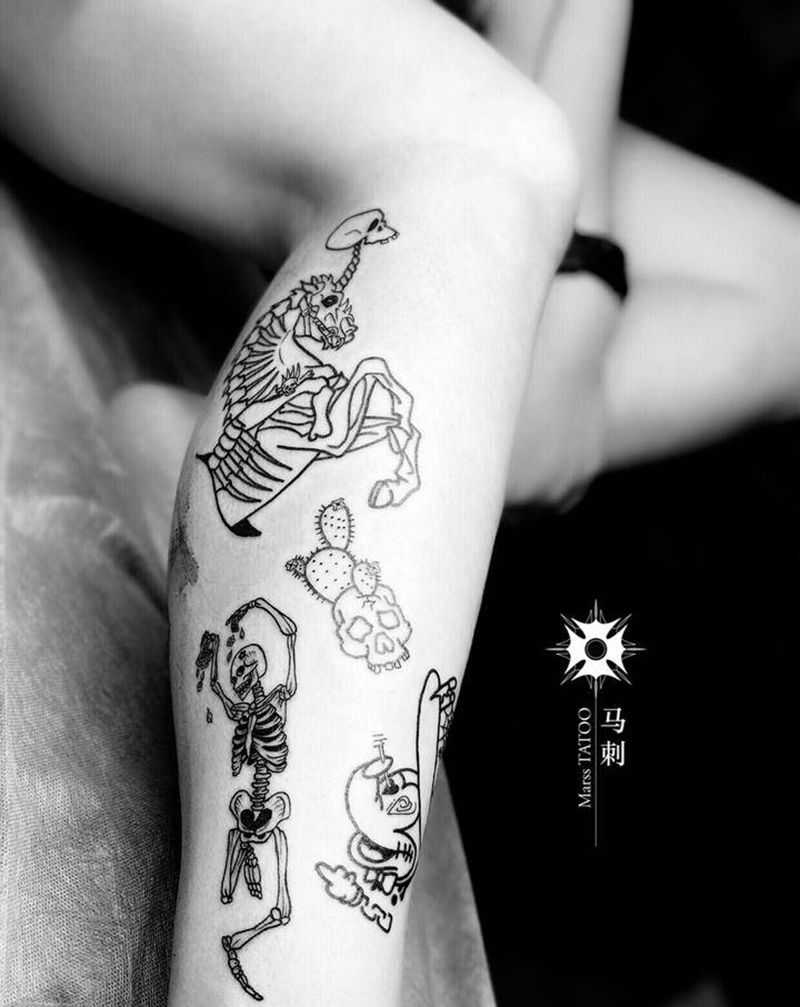 原创school纹身图片_腿部纹身图案