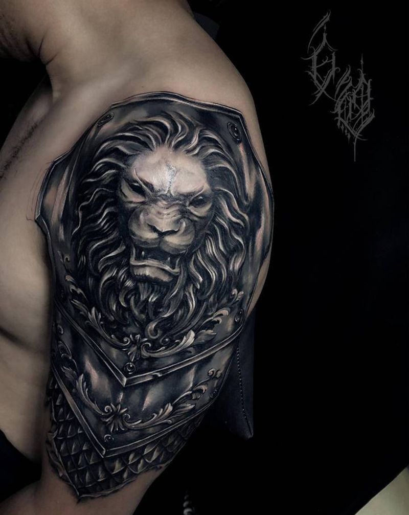 肩胛纹身图片_肩部手臂欧美写实图腾纹身图案