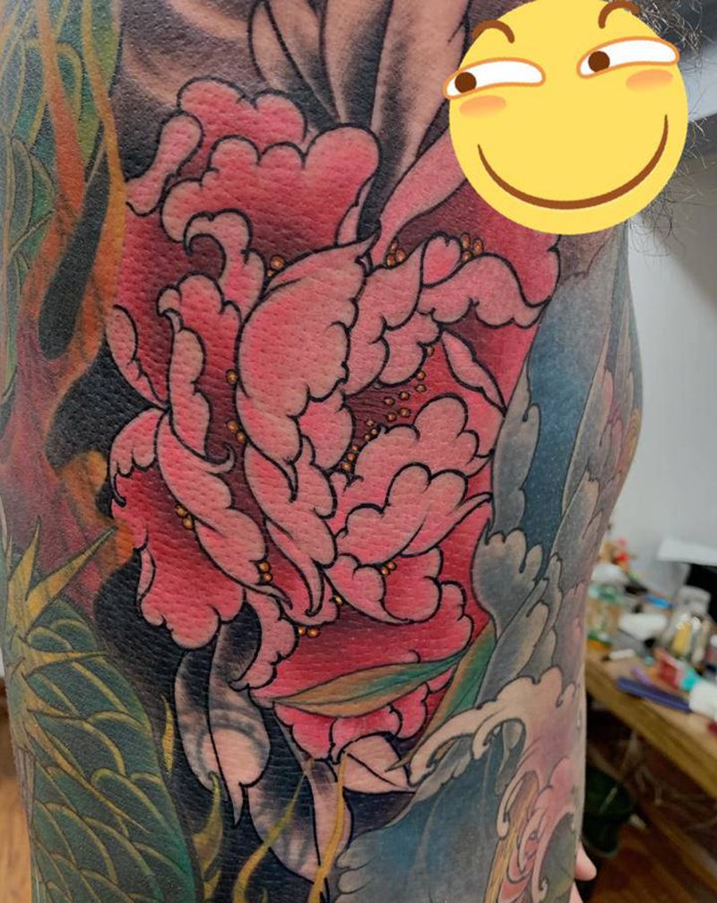 牡丹纹身图片_新传统纹身图案