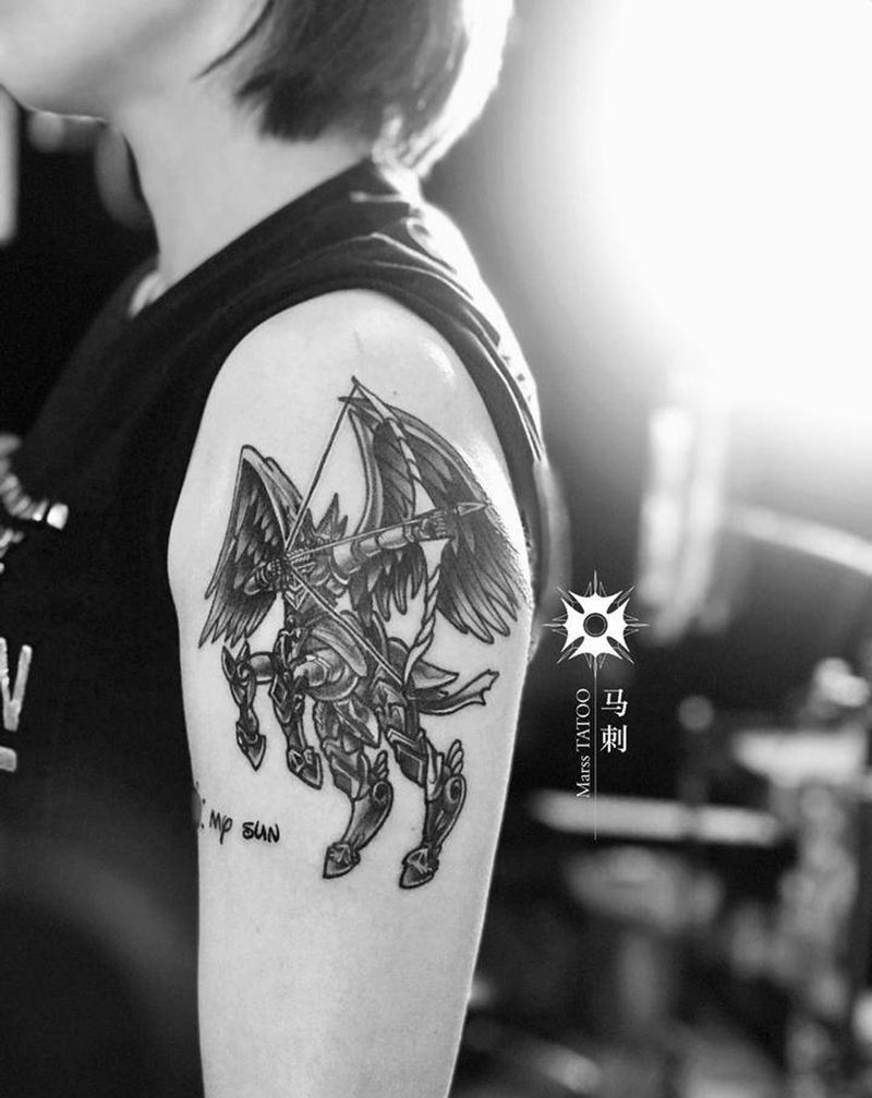 射手座纹身图片_手臂纹身图案