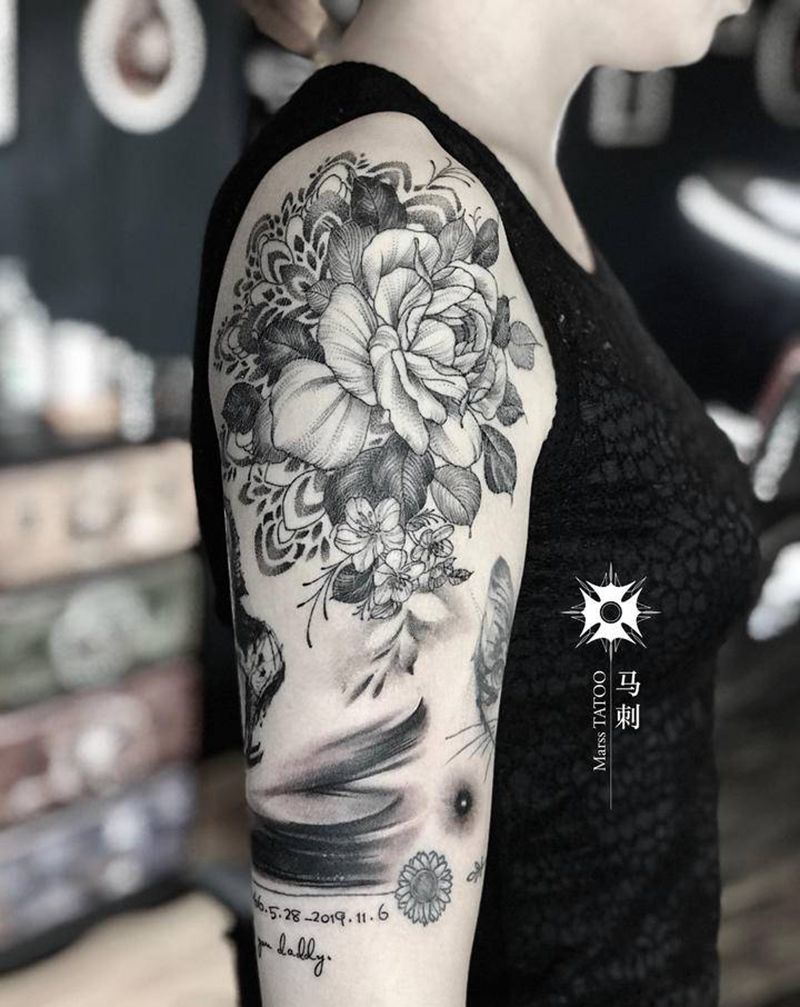 原创水墨遮盖纹身图片_手臂纹身图案