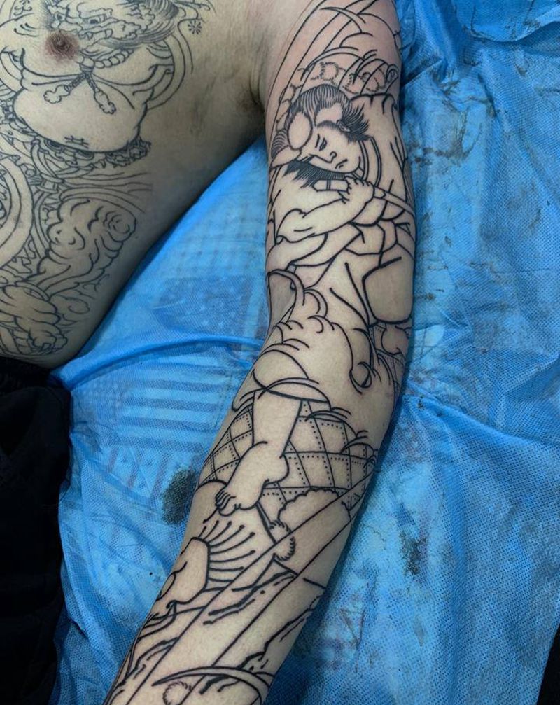 鬼若丸纹身图片_手臂老传统纹身图案