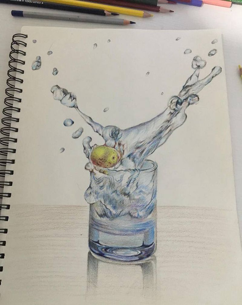 水杯纹身图片_欧美写实纹身图案