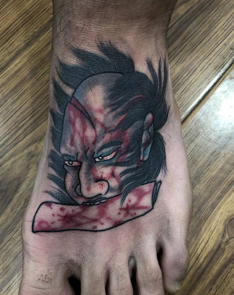 生首脚面纹身图片_腿部脚部老传统纹身图案