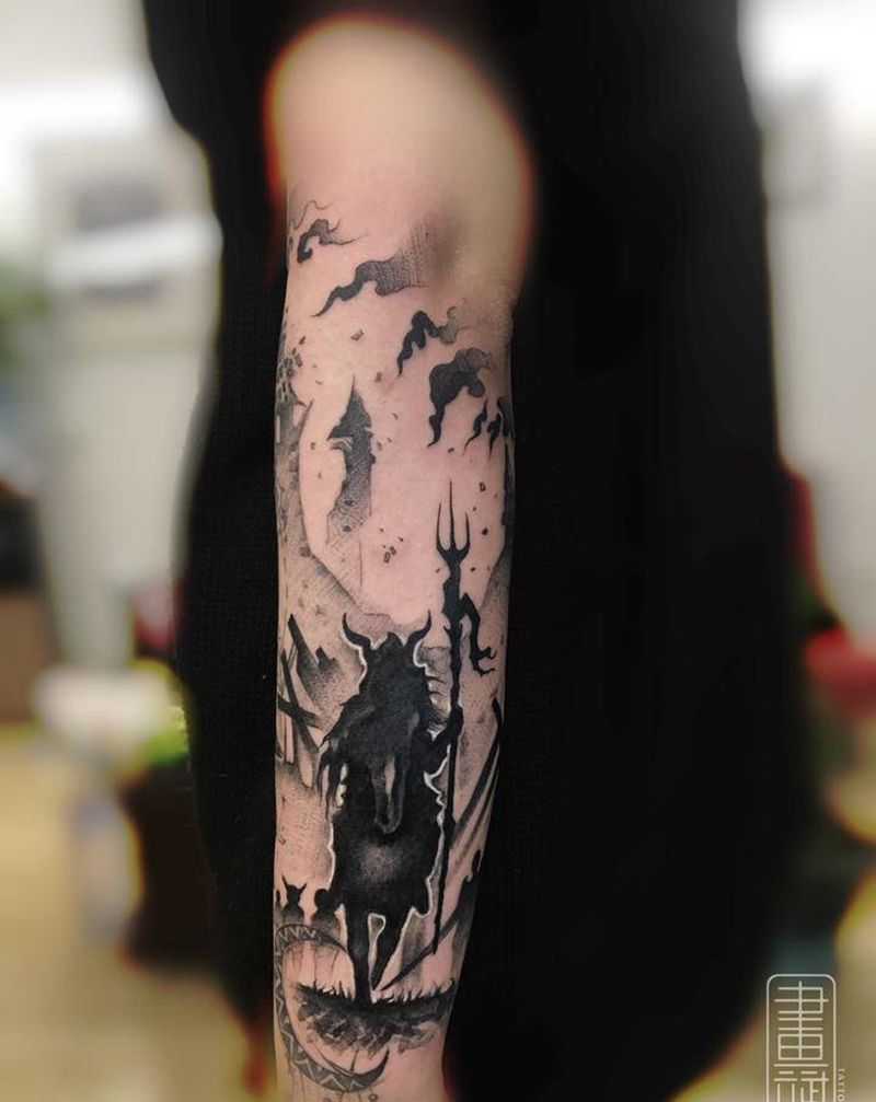 点刺风纹身图片_手臂点刺包小臂点刺暗黑酷纹身图案