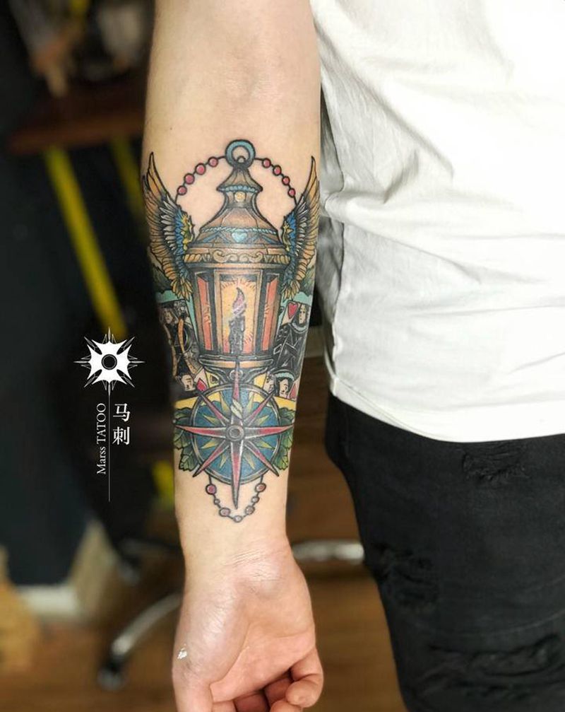 灯纹身图片_手臂纹身图案