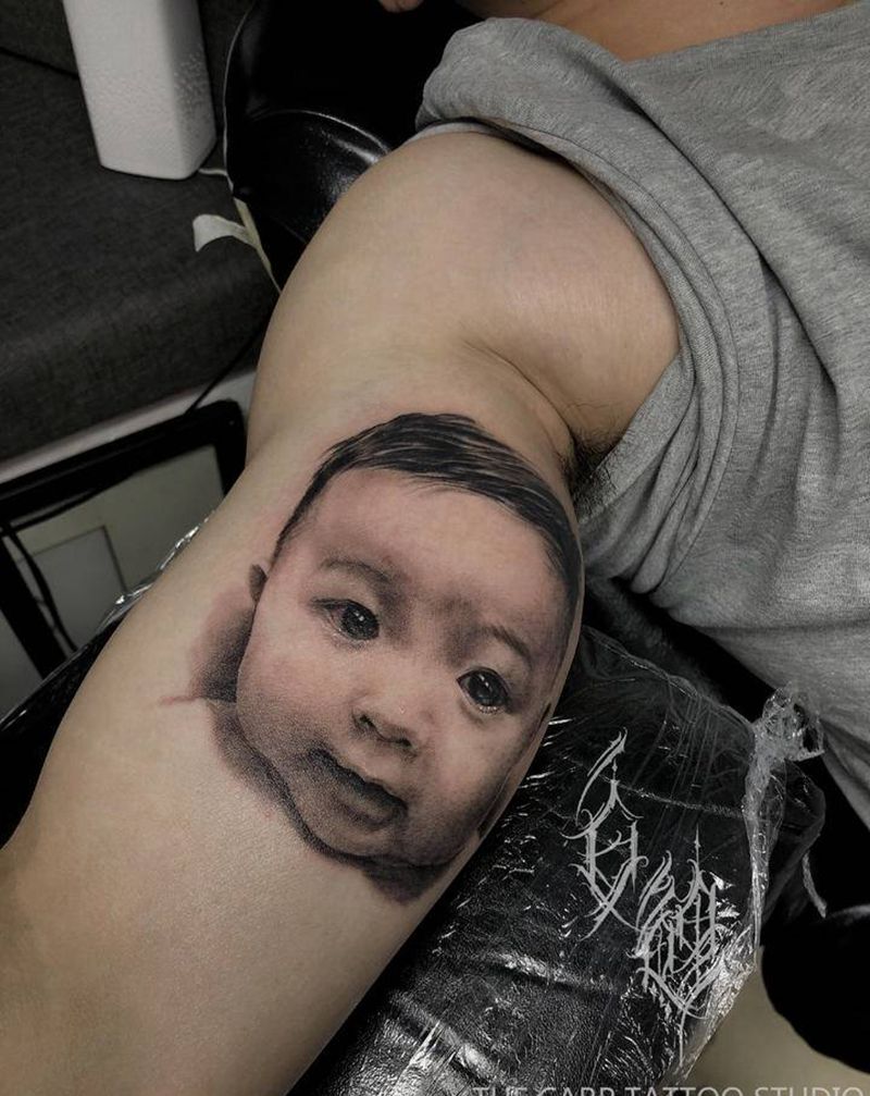 父爱纹身图片_手臂欧美写实纹身图案