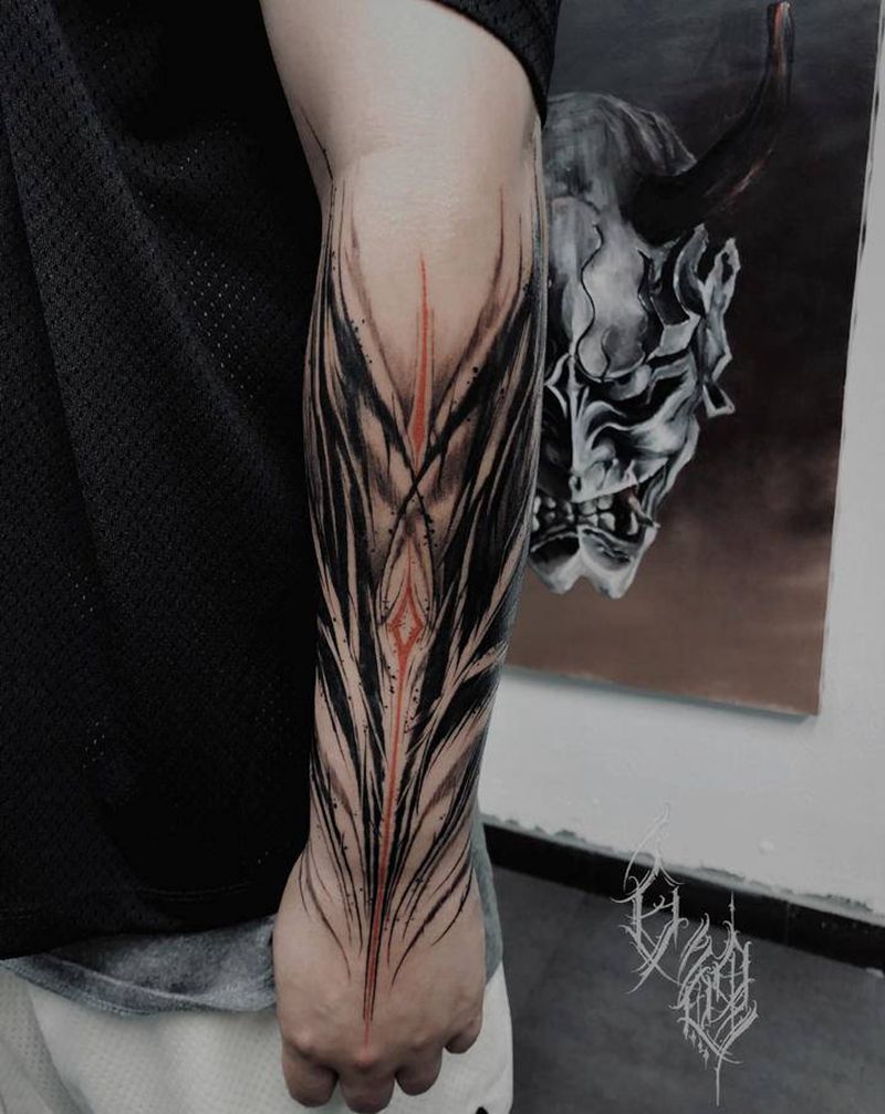 花体字纹身图片_手臂花体字图腾纹身图案