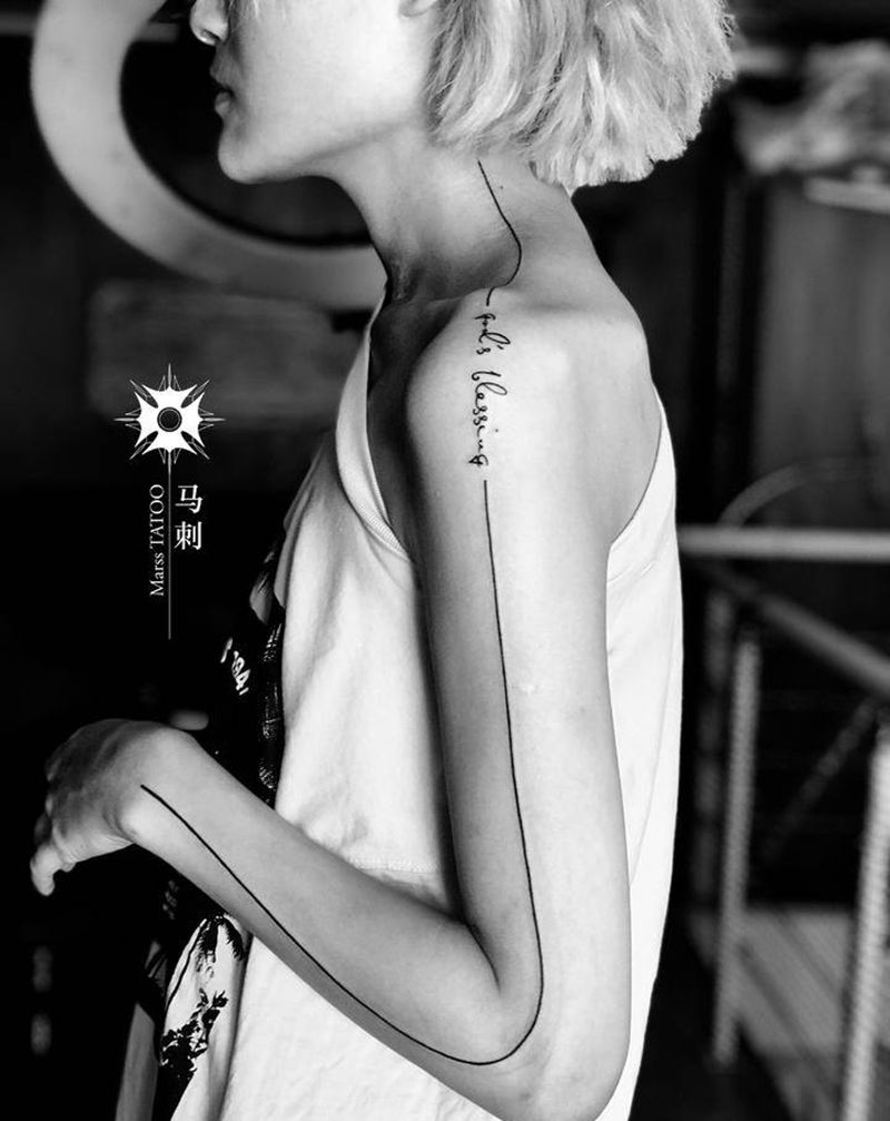 死亡线纹身图片_手臂颈部纹身图案