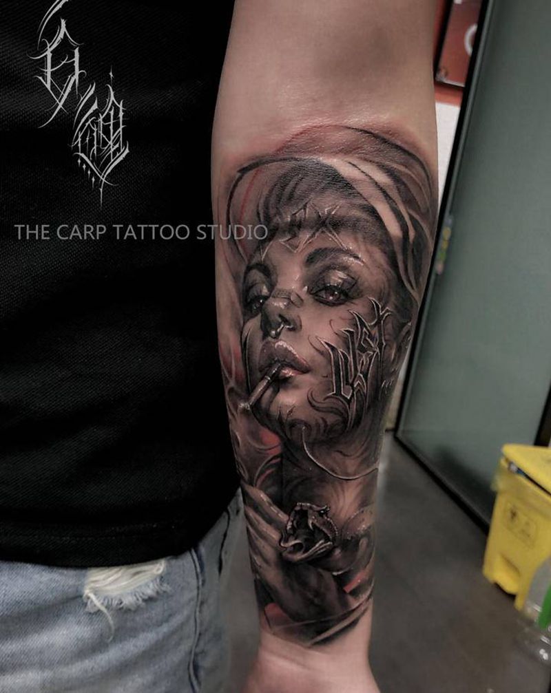 肖像纹身图片_手臂欧美写实纹身图案