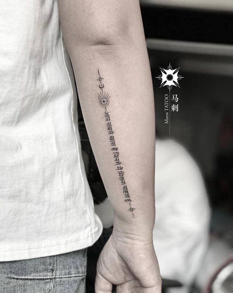 梵文纹身图片_手臂纹身图案