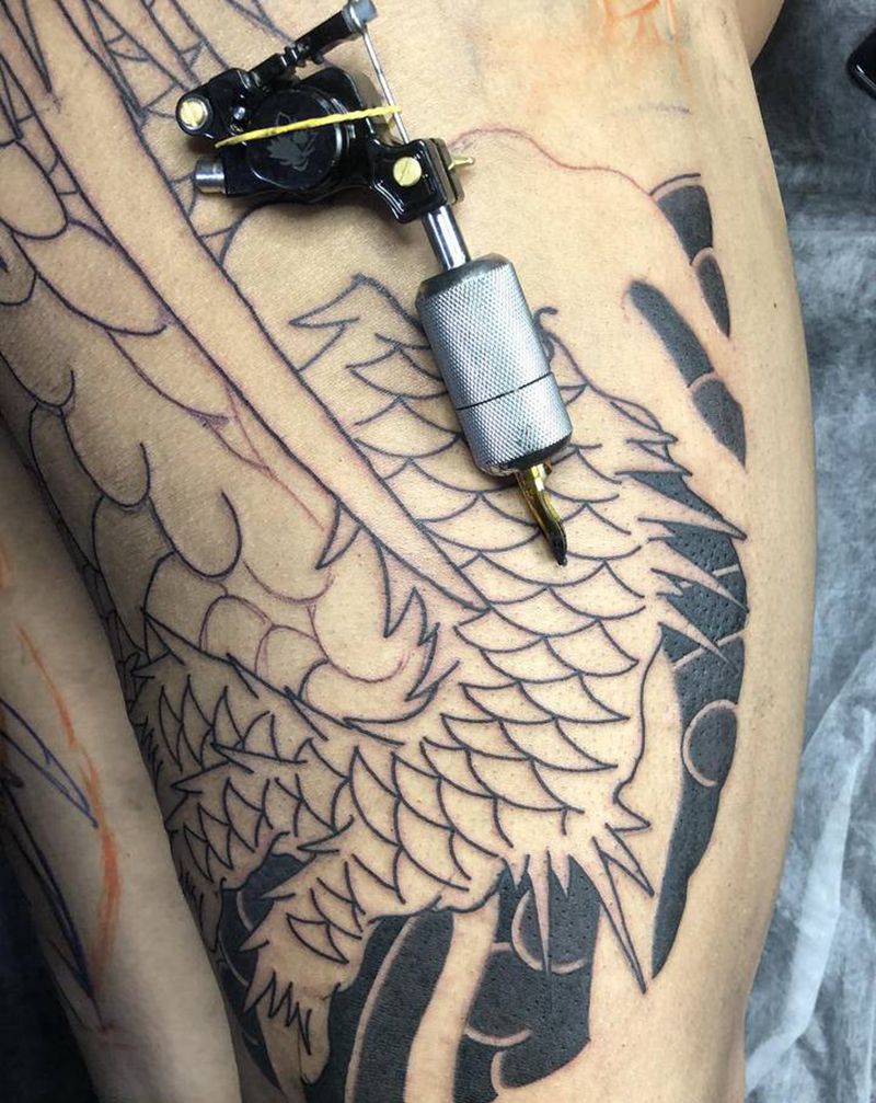 龙王太郎纹身图片_臀部背部老传统纹身图案