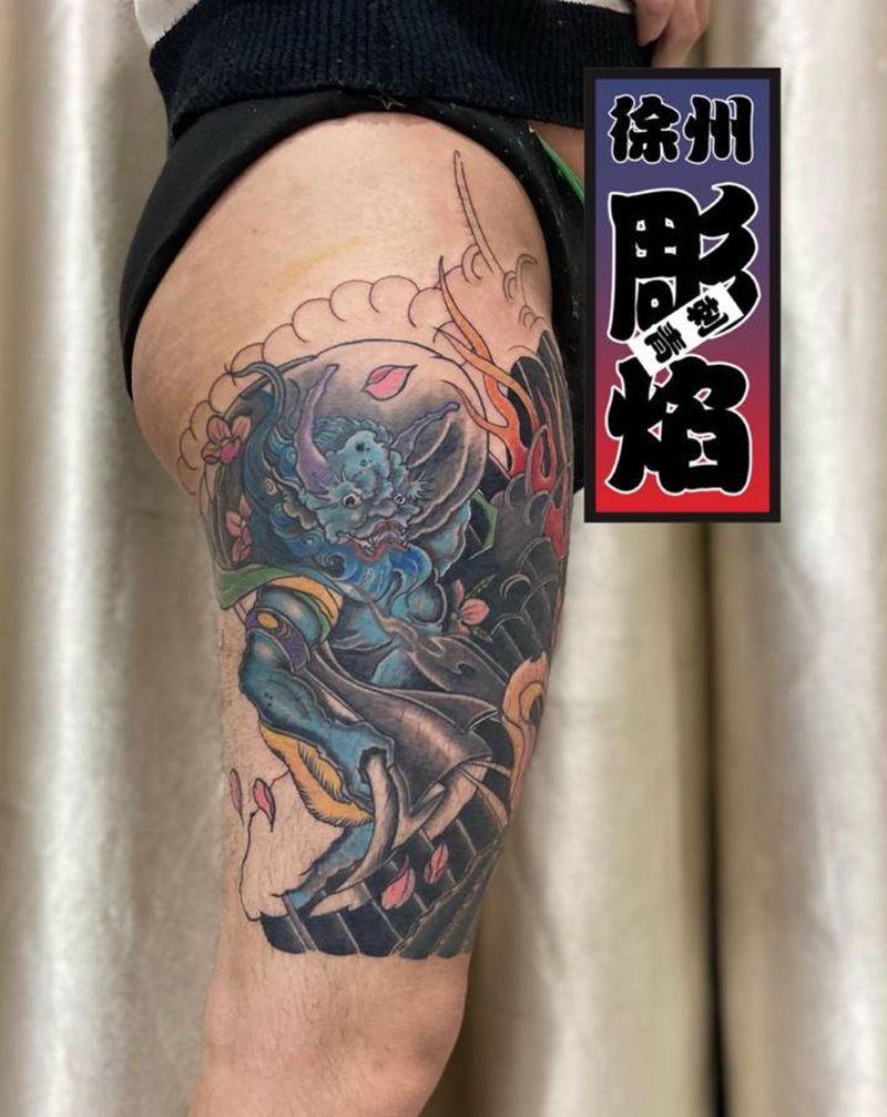 风神，唐狮纹身图片_老传统新传统纹身图案