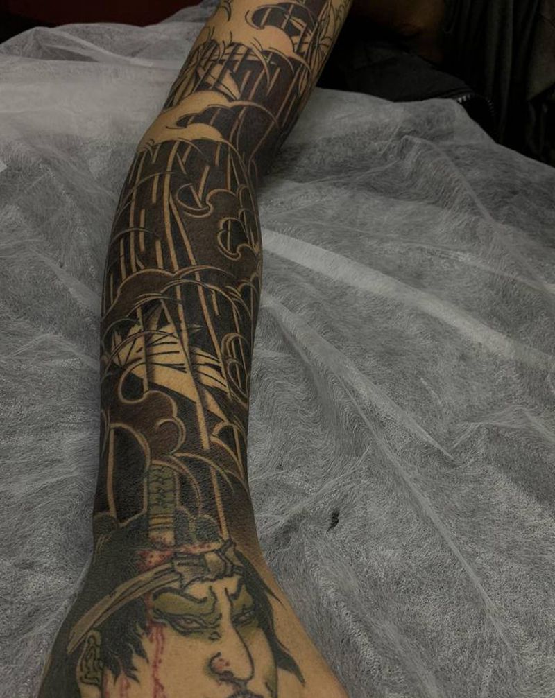 浪臂纹身图片_手臂老传统浪臂纹身图案