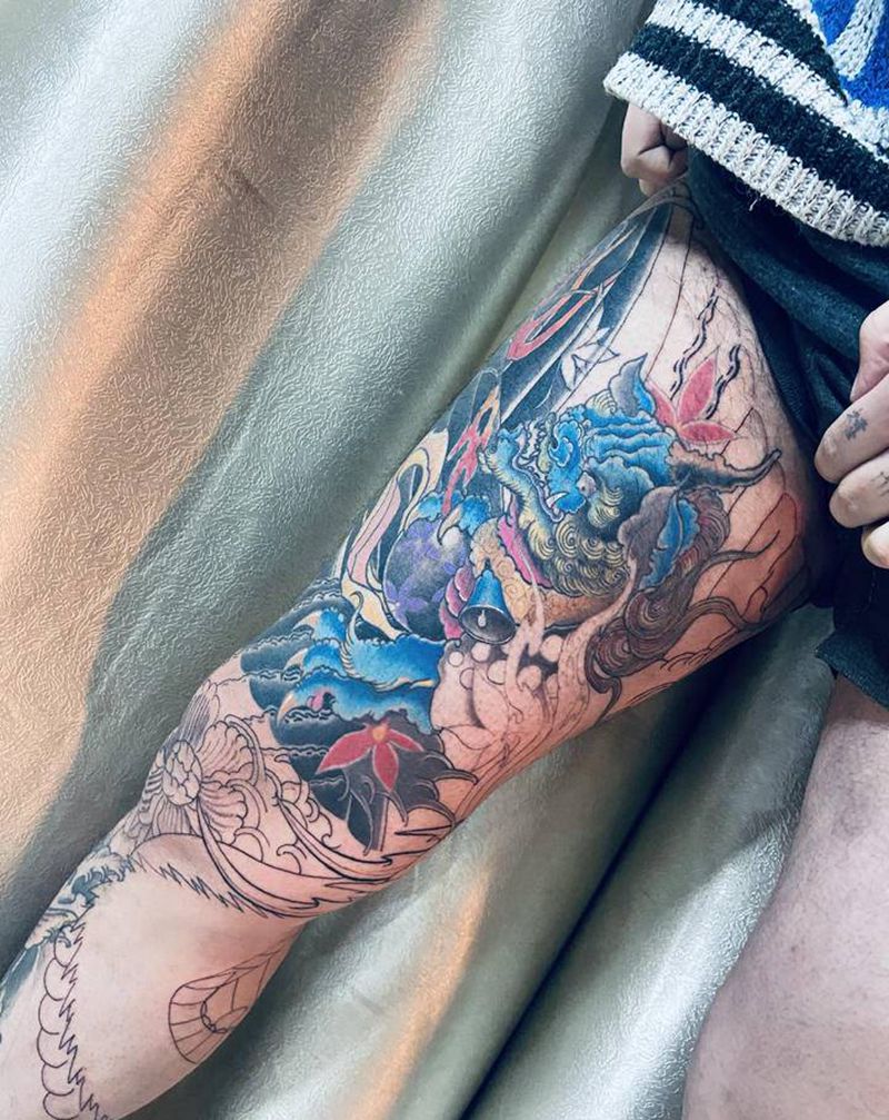 花腿纹身图片_老传统纹身图案