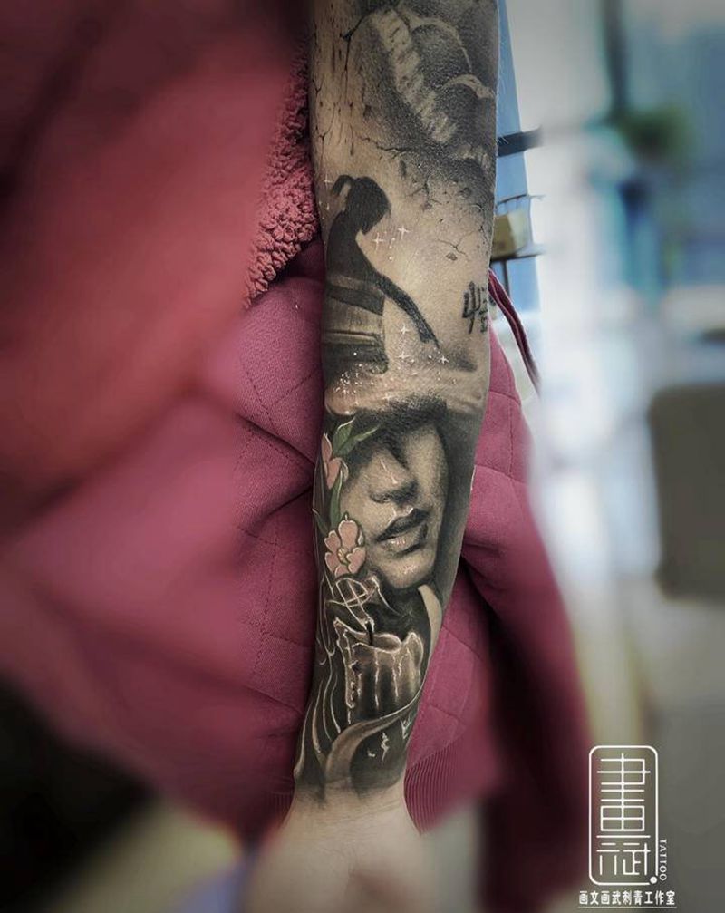 暴力遮盖纹身图片_手臂欧美写实遮盖写实暴力遮盖纹身图案