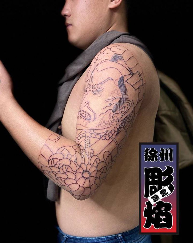 七分臂纹身图片_老传统纹身图案