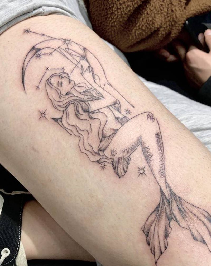 小清新纹身图片_腿部纹身图案