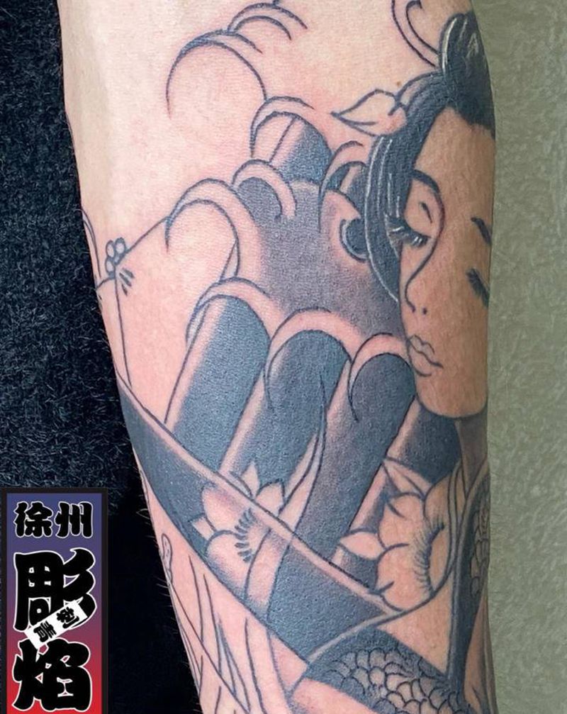 艺伎添加老传统纹身图片_老传统新传统纹身图案