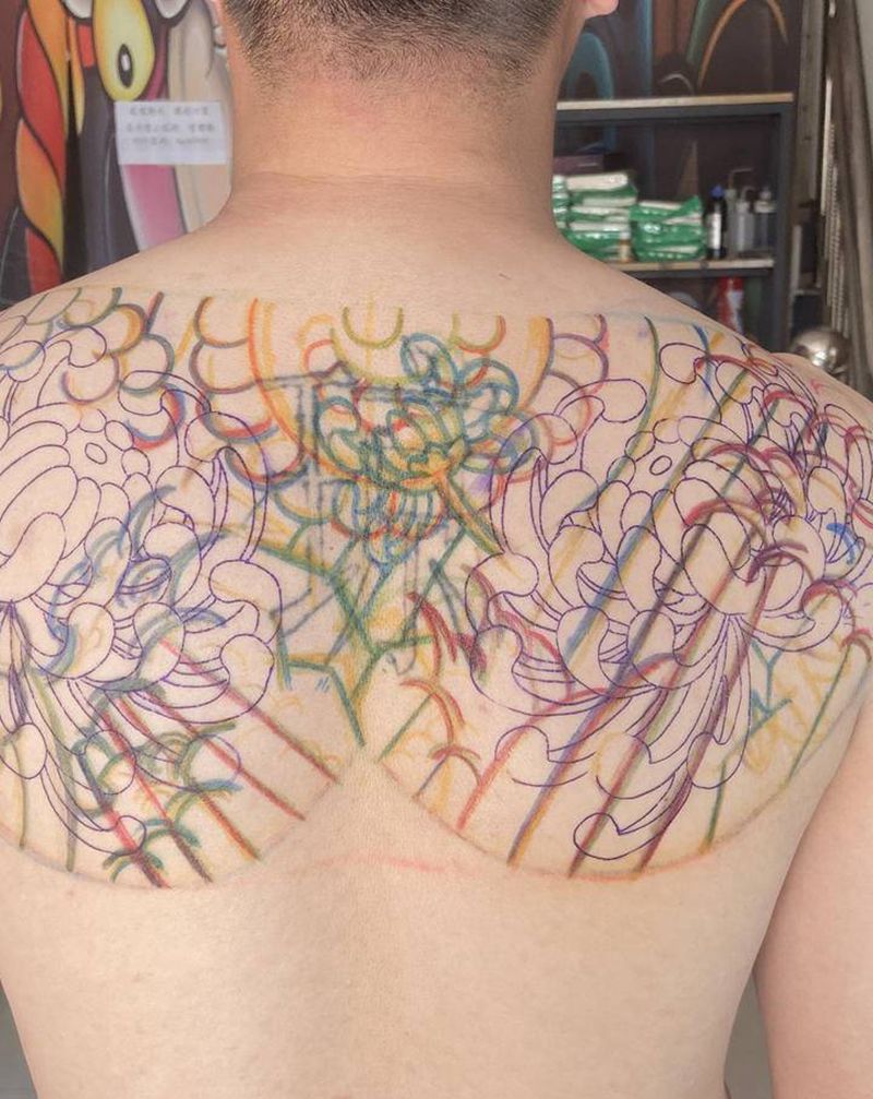 遮盖背后纹身图片_老传统纹身图案