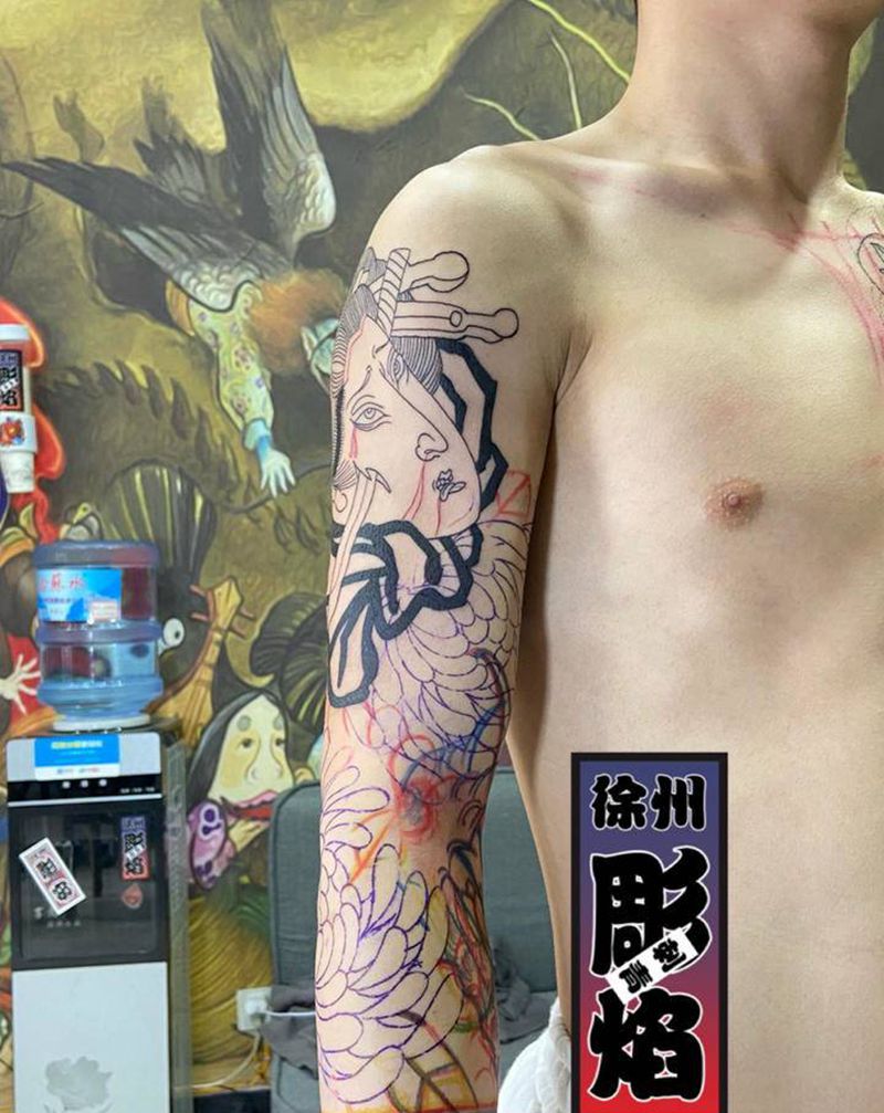 七分臂纹身图片_老传统纹身图案
