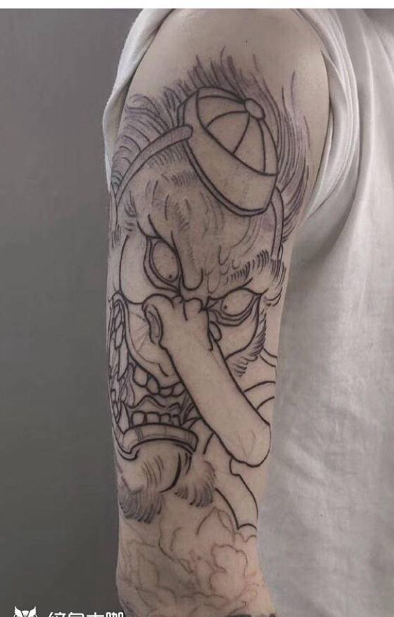 天狗纹身图片_新传统纹身图案