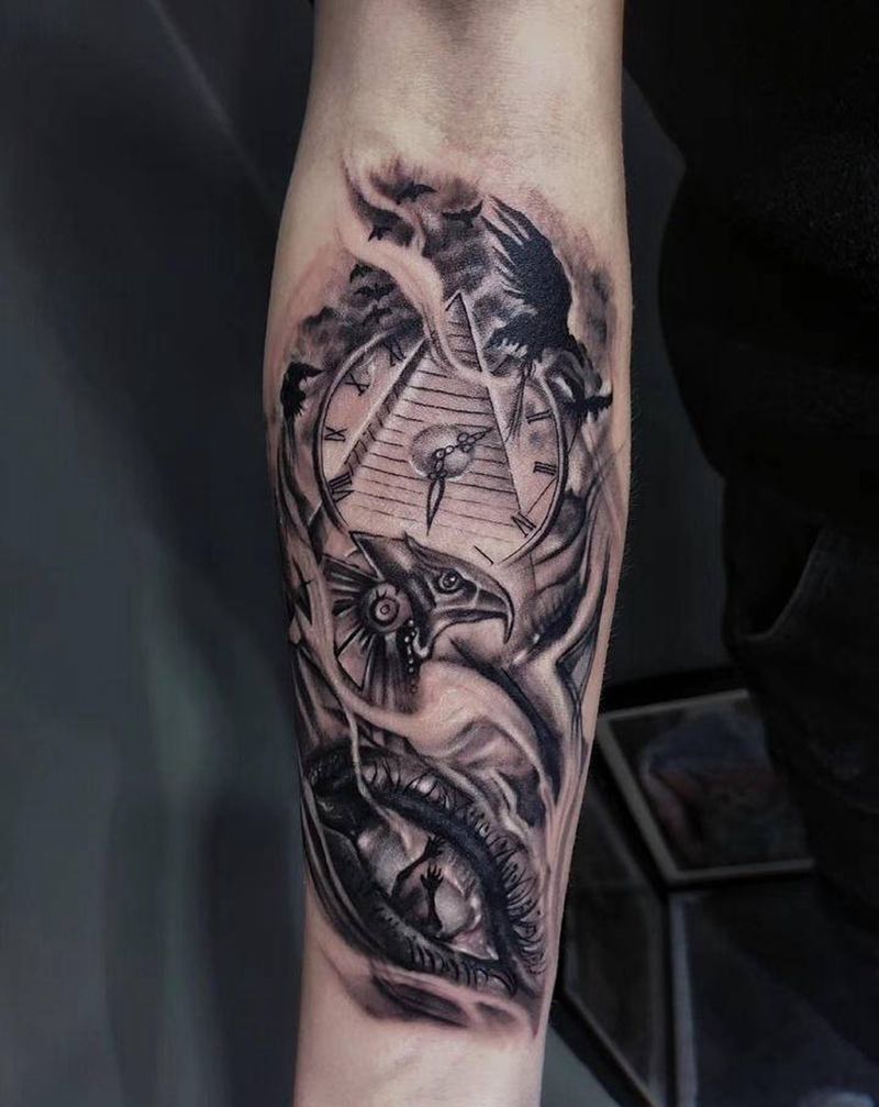 写实纹身图片_手臂欧美写实几何纹身图案