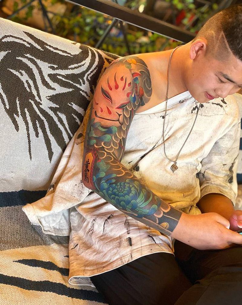 小可爱的大花臂纹身图片_手臂新传统纹身图案