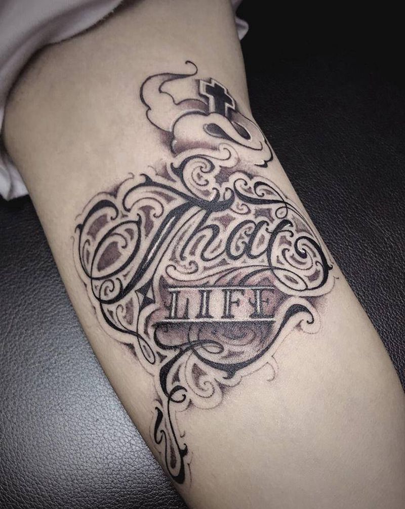 私人订制 花体英文纹身图片_手臂花体字纹身图案