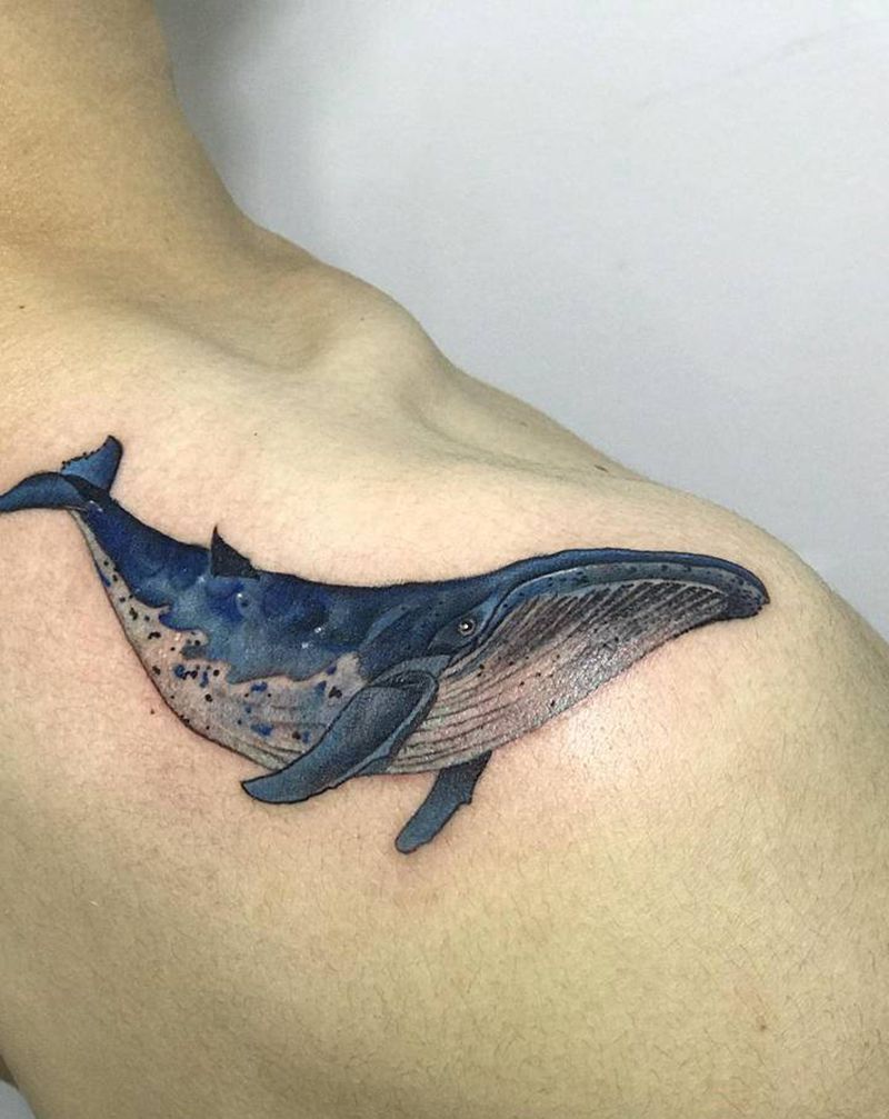 鲸落纹身图片_肩部纹身图案