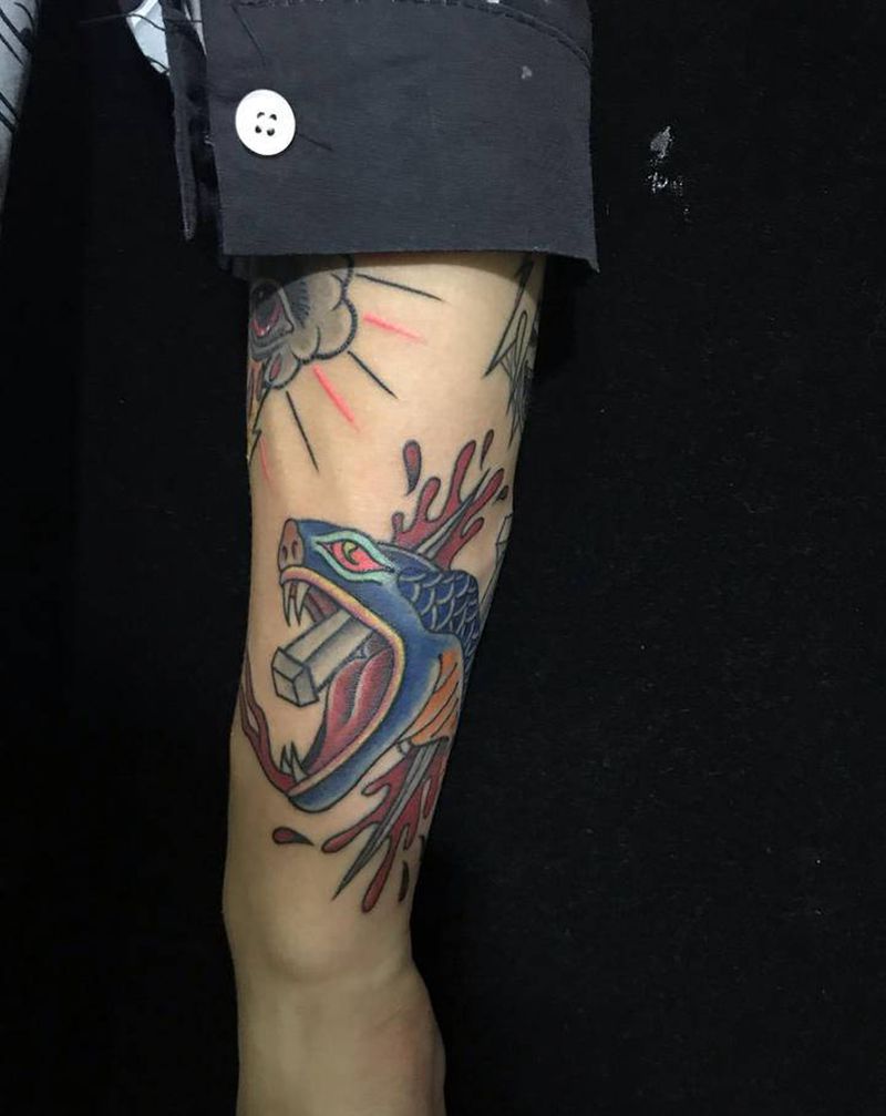 oldschool蛇纹身图片_手臂纹身图案