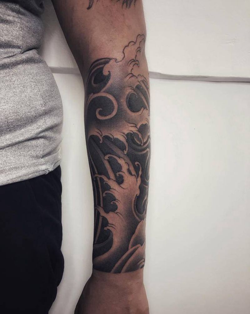 浪臂纹身图片_手臂纹身图案