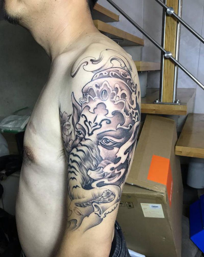 象神纹身图片_手臂纹身图案