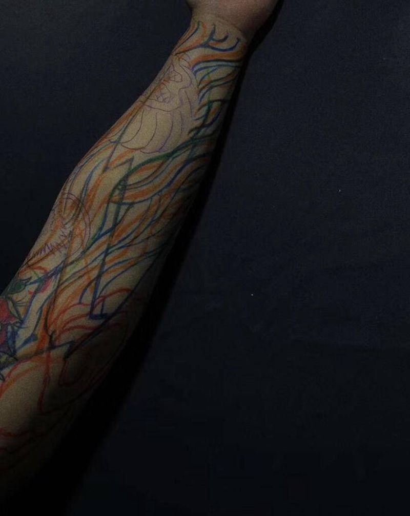 龙花臂修改添加纹身图片_手臂老传统新传统纹身图案