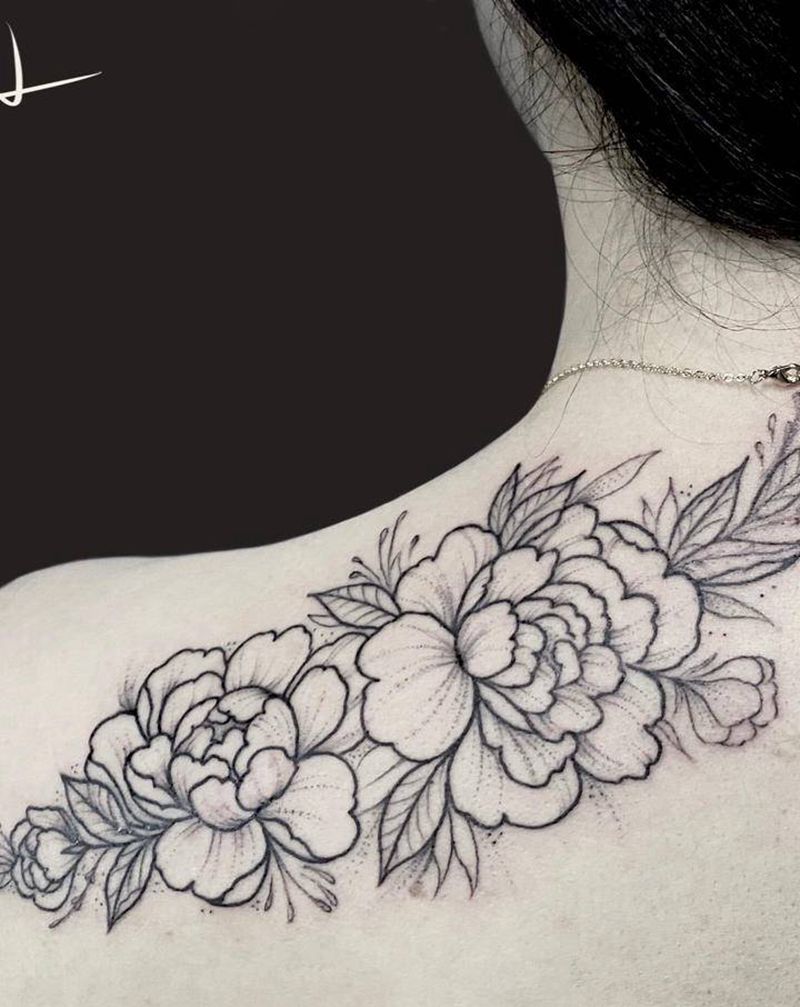 没啥名称 这就是个花纹身图片_肩部花小清新纹身图案