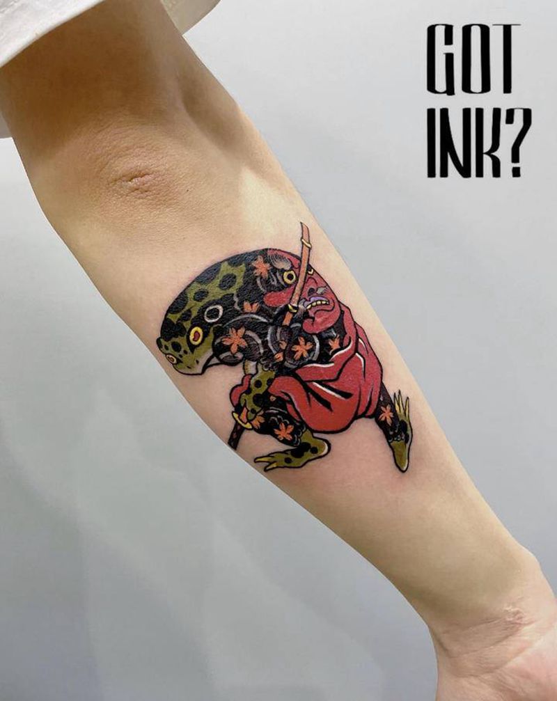 青蛙仔纹身图片_手臂新传统纹身图案