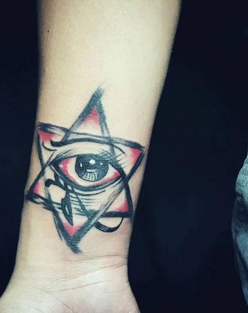 六芒星纹身图片_手臂纹身图案