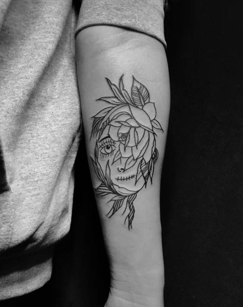 oldschool 线条纹身图片_手臂纹身图案